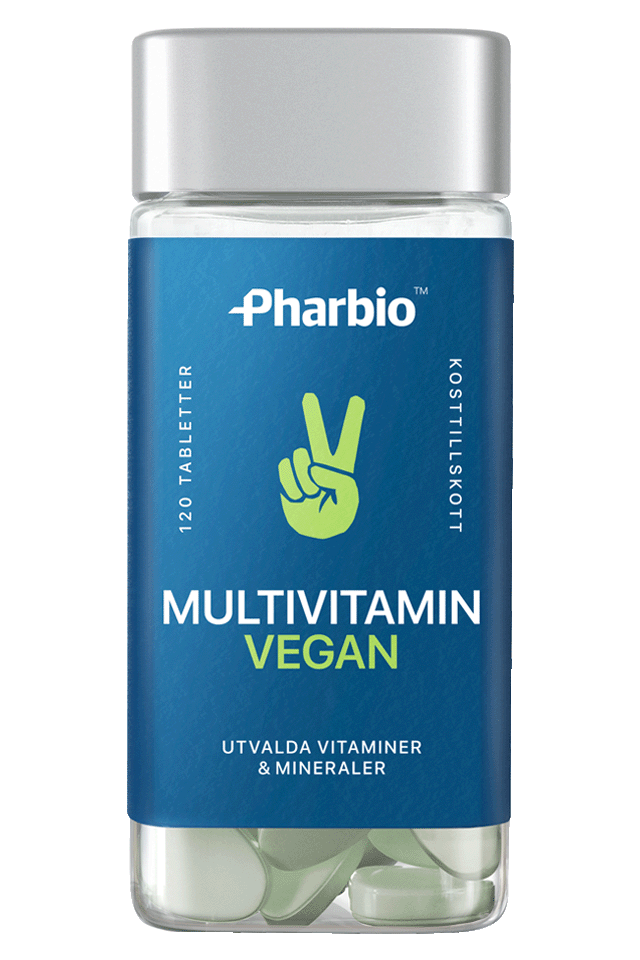 Pharbio Multivitamin Vegan kosttillskott med vitaminer och mineraler för veganer och vegetarianer