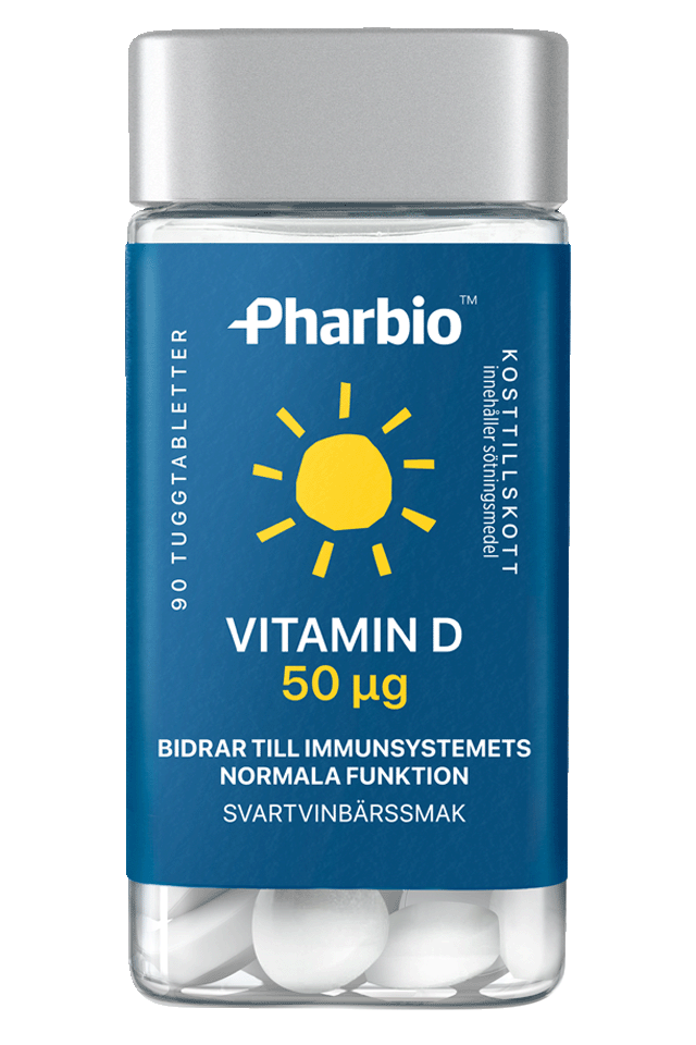 Pharbio vitamin D 50 ug kosttillskott tuggtablett