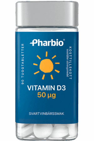 Pharbio vitamin D 50 ug kosttillskott tuggtablett